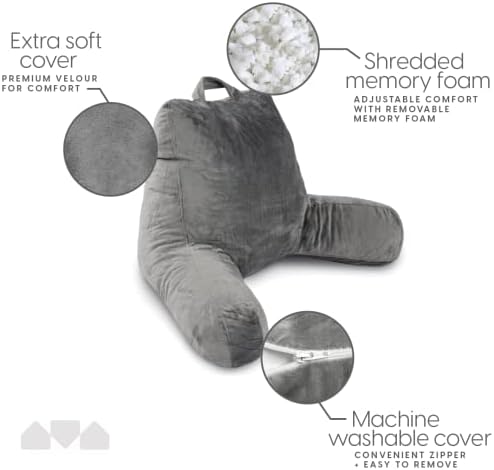 Milliard Reading Pillow with Arms, Shredded Memory Foam Back Pillow - Image 3