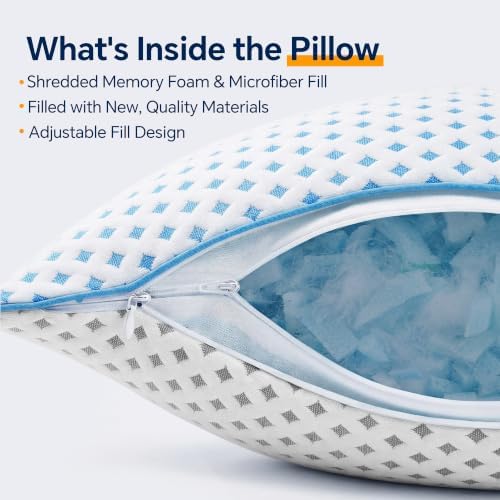 Pillows Queen Size Set of 4 for Sleeping, Cooling Adjustable Memory Foam Pillows - Image 6