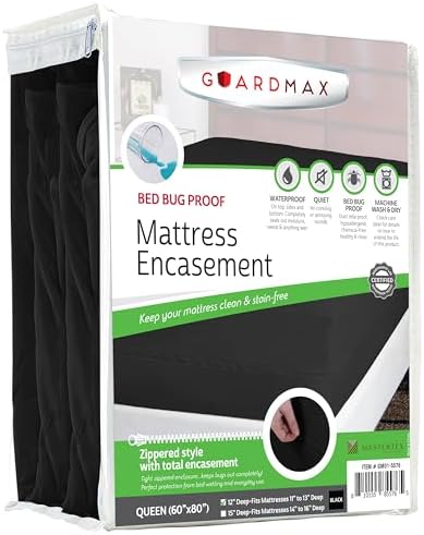 Guardmax Queen Mattress Protector Zippered, Bed Bug Mattress Cover by Guardmax