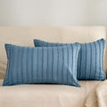 JELLYMONI Blue Striped Tufted Pillowcases 12"x 20" by JELLYMONI