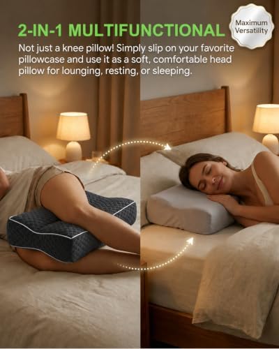 Knee Pillow for Side Sleepers, Memory Foam Leg Pillow, Dark Grey - Image 5