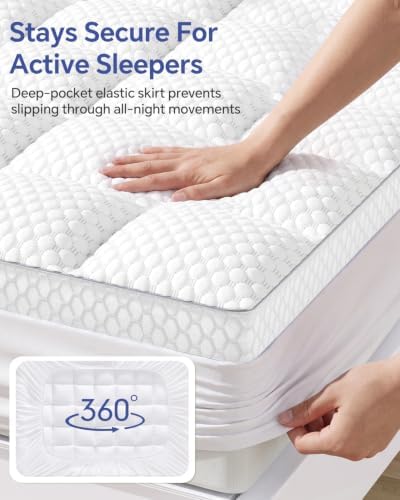 BEDELITE Full Mattress Topper, Pillow Top Mattress Pad Bed Cover 2 Inch - Image 6