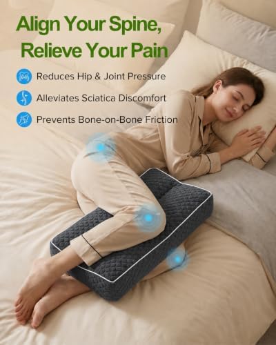 Knee Pillow for Side Sleepers, Memory Foam Leg Pillow, Dark Grey - Image 6