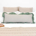 JoraLion Ruffled Lumbar Pillow Cover 14x36 Gingham Green by JoraLion