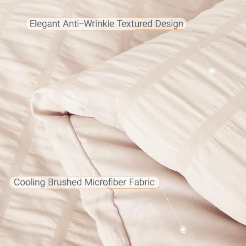 MUXHOMO 5 Pieces Twin XL Comforter Set, Seersucker Bed in a Bag Twin XL Size - Image 6