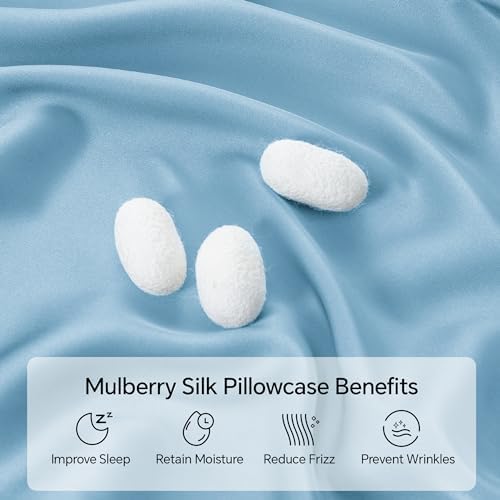 INFIIXSO Silk Pillow Cases 2 Pack, Standard Size, Hidden Zipper, Light Blue - Image 2