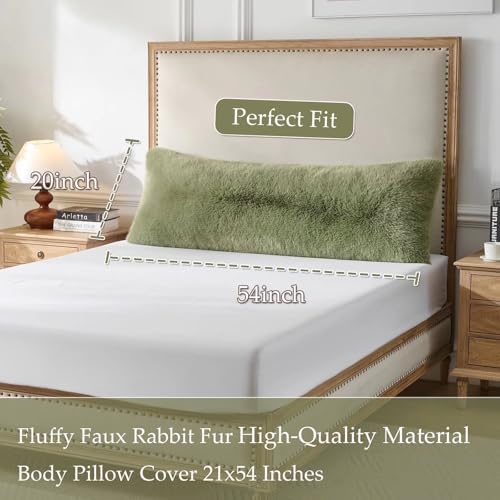 20x54 inch Luxury Fluffy Body Pillow Cover, Shaggy Furry Body Pillowcase - Image 2