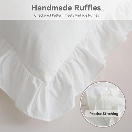 Off White Ruffled Body Pillow Cover 20x54, Washed Cotton Sham - Image 5