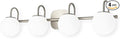 Mid Century Modern Brushed Nickel Bathroom Vanity Light Fixtures 4 Lights Milky by ZHUOERLighting