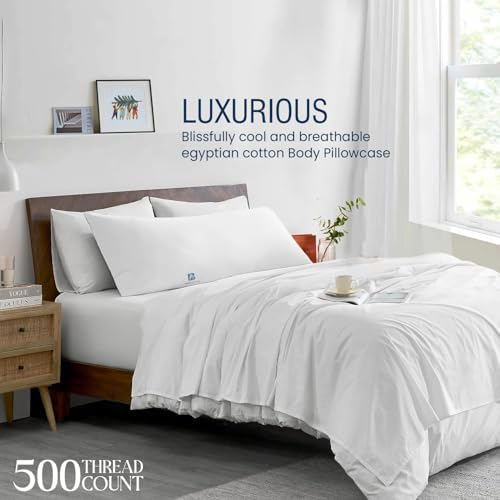 Body Pillow Cover with Zipper Closure 100% Egyptian Cotton 500 Thread Count - Image 3