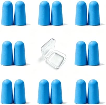 20 Pairs Blue Reusable Ear Plugs, 32dB NRR Noise Reduction, Washable by vvmotes