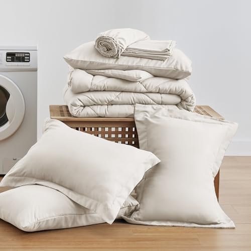 Love's cabin Oversized Queen Comforter Set Off White, 7 Pieces Bed in a Bag - Image 6
