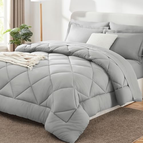 CozyLux King Comforter Set 102"x90" Light Grey by CozyLux