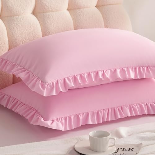 Ruffled King Pillow Shams, 2 Pack, 20x36 Inches by Aerlomi