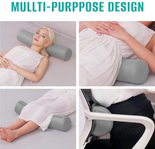 2 Pack Neck Roll Pillow, High-Density Foam Cylinder Bolster Pillow - Image 6