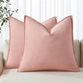 MIULEE Decorative Linen Euro Sham Pillow Covers 24x24 Pink by MIULEE