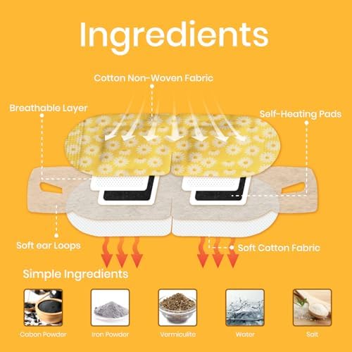 LANNA Heated Steam Eye Mask, Disposable 120 Minutes, Chamomile Scent 5 Pcs - Image 4