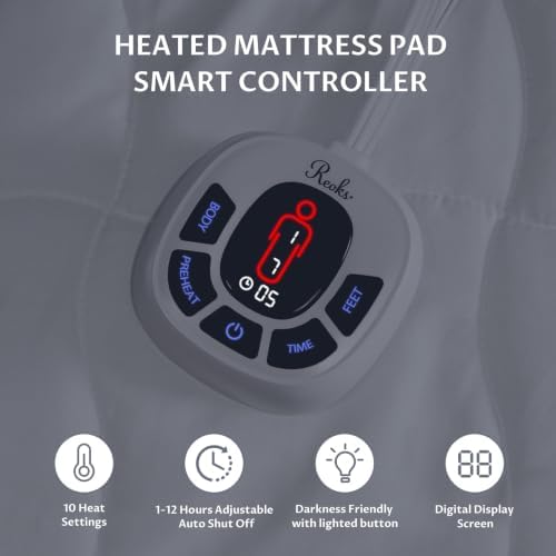 Multi-Zone Heated Mattress Pad Full, Quilted Surface, Preheat & Memory - Image 4