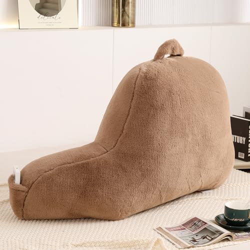 Large Plush Backrest Pillow for Sitting in Bed, Faux Fur - Image 6