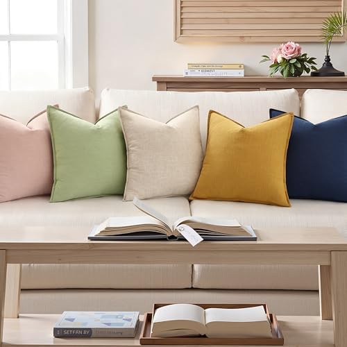 decorUhome Fall Navy Blue Linen Throw Pillow Covers 18x18 Set of 2 - Image 4