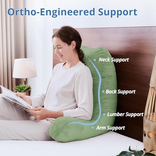 Sasttie Reading Pillow for Bed, Back Pillow for Sitting Up, Sage Green - Image 5