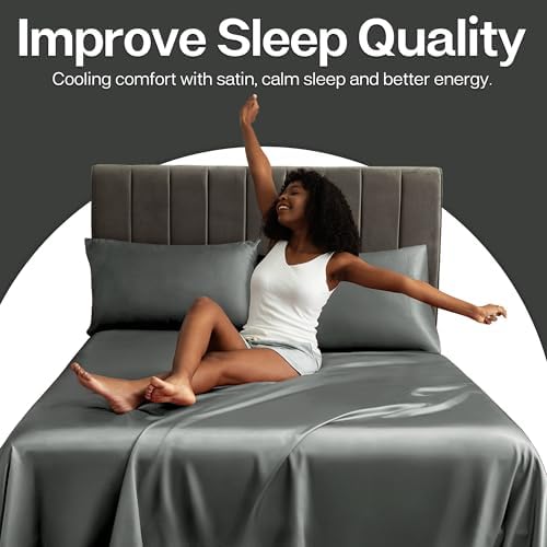 MR&HM Satin Pillowcase 2 Pack, Queen Size 20"x30", Dark Grey - Image 4
