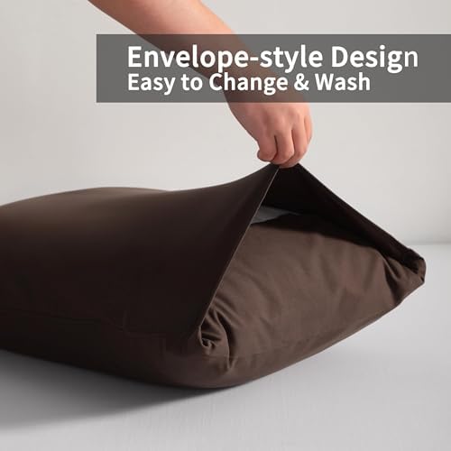 Body Pillow Cases, 2 Pack, 20x54 in, Microfiber, Dark Brown - Image 4