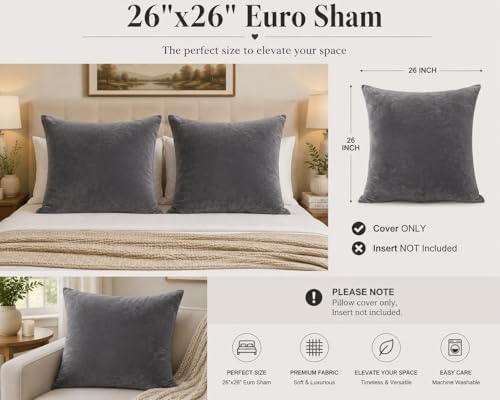 EVOLIVE Micromink Euro Sham Cover 26"x26", Hidden Zipper, 1 Pack - Image 2