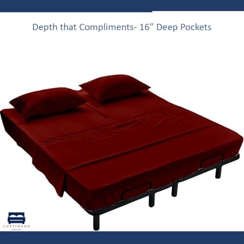 4 Piece Flex Head King Sheet Set 34" Top, 100% Egyptian Cotton - Image 5
