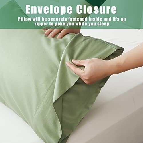 TELUS Green Pillow Cases Standard Size 2 Pack, Bamboo Rayon Cooling Pillowcases - Image 6