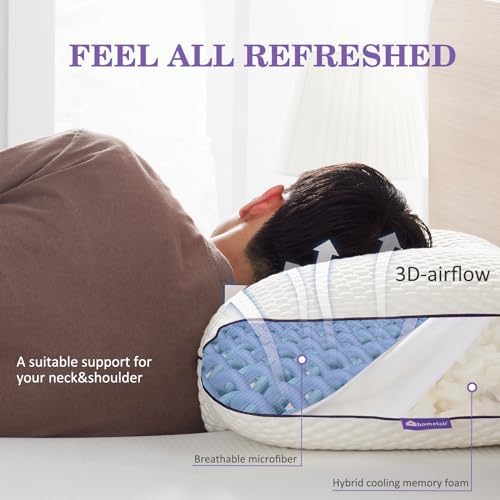 HOMELAB Cooling Adjustable Shredded Memory Foam Pillow, King 20x34, 1 Pack - Image 6