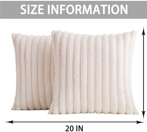 Pack of 2 Faux Fur Christmas Throw Pillow Covers 20x20 Inch, Cream White - Image 4