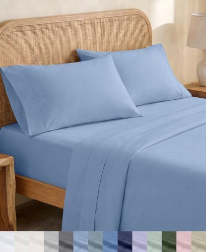 California Design Den 100% Organic Cotton King Sheet Set, Light Blue by CaliforniaDesignDen