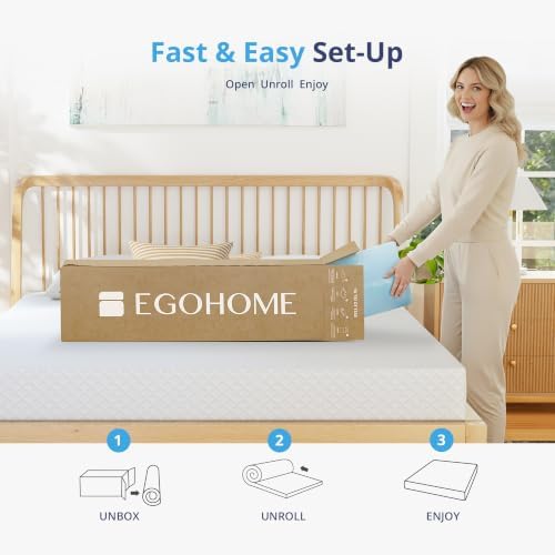 EGOHOME 2 Inch Queen Memory Foam Mattress Topper- Cooling Gel Infused - Image 6