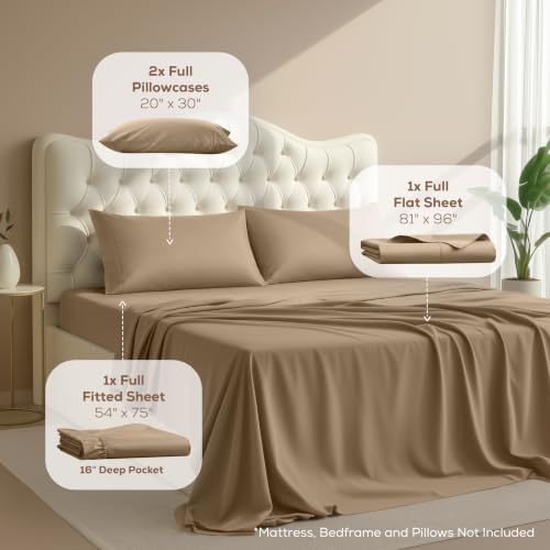 Full Sheets Set, 4 Pieces 16" Deep Pocket Hotel Luxury Bed Sheets - Image 2