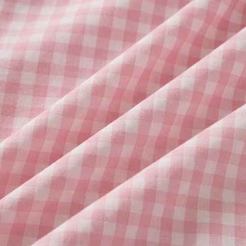 Merryword 100% Cotton Body Pillow Cover, 20 x 54, Cotton Pink Gingham Pillowcase - Image 6
