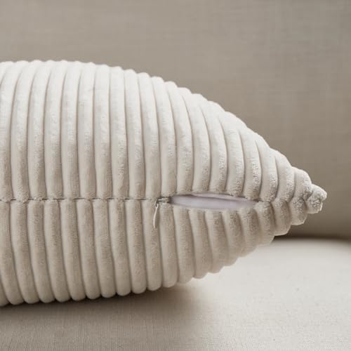 Fancy Homi 2 Packs Cream Long Lumbar Decorative Throw Pillow Covers 12x24 Inch - Image 4