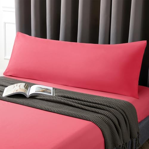 MILVOWOC Brushed Microfiber Body Pillowcases, Hot Pink, 20x48 Inch - Image 2