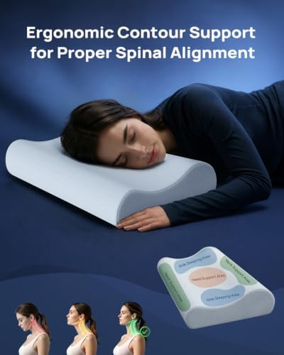 Releep Gel Memory Foam Pillow, Wave Contour Neck Support Pillow, Cooling - Image 5