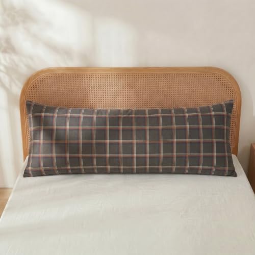 Merryword 100% Cotton Body Pillow Cover, 20 x 54, Washed Cotton Deep Brown - Image 2