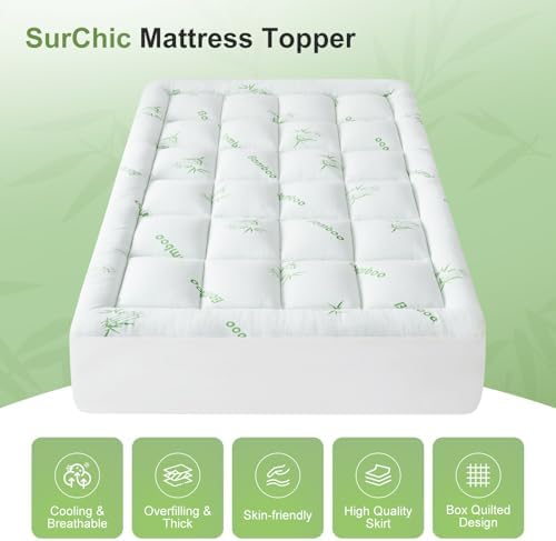 Queen Size Mattress Topper Viscose Derived from Bamboo, Soft Thick Pillow Top - Image 4