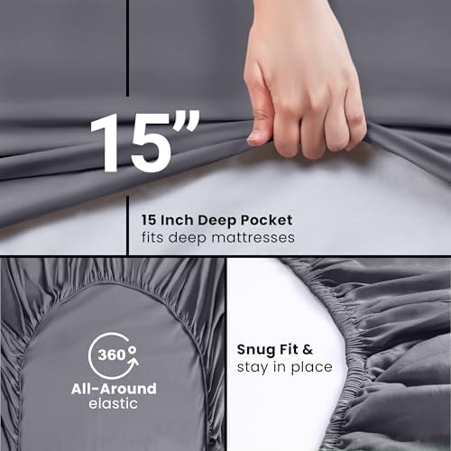 Pack of 2 Full Fitted Sheet, Fits Up to 15 Inch Deep Pocket - Image 6
