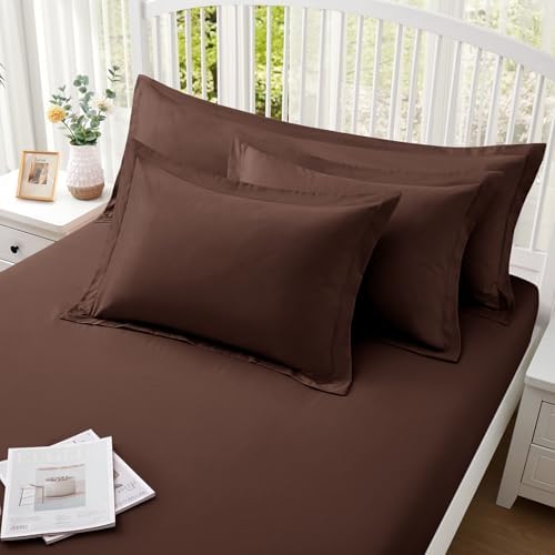 Homiest Chocolate Brown Pillow Shams Queen Size Set of 2, 2-Inch Flange - Image 2