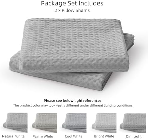 CHUFFED 100% Cotton Waffle Weave Pillowcases 2 Pack King Size, 20x36 Inches - Image 6