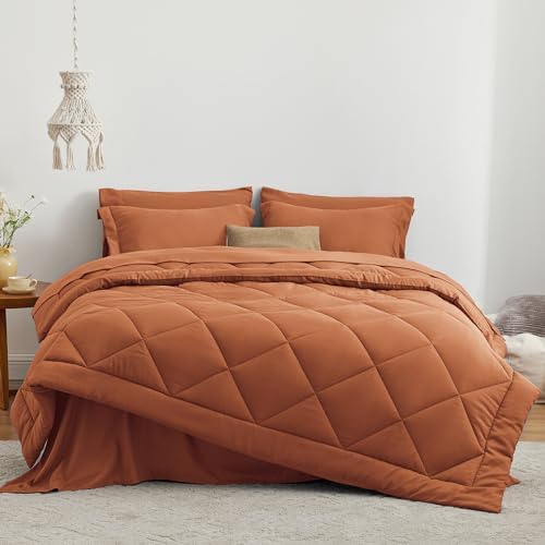 Love's cabin King Size Comforter Set Terracotta, 7 Pieces King Bed in a Bag - Image 2