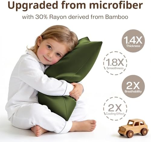 MR&HM 13"x18" Travel Pillowcase 2 Pack, Cooling & Breathable, Olive Green - Image 3
