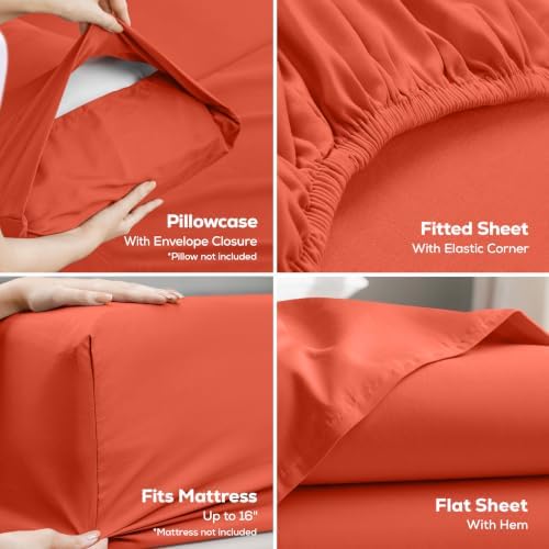 Queen Sheets Set, 4 Pieces 16" Deep Pocket Hotel Luxury Bed Sheets - Image 3