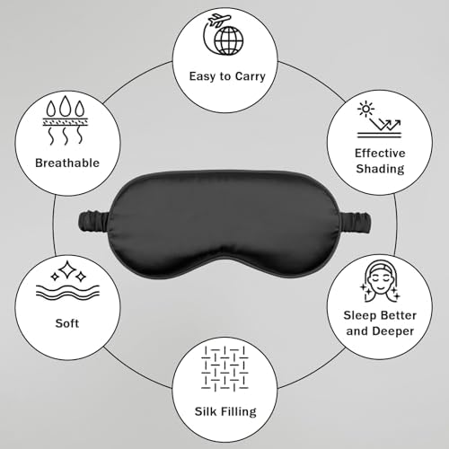 Amrules 2 Pack Silk Sleep Mask Set Adjustable, Blush Pink & Black - Image 4