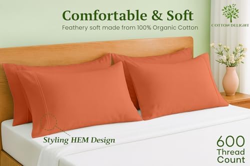 Cotton Delight 100% Organic Cotton Standard Pillowcases Set of 2 – 610 Thread - Image 2