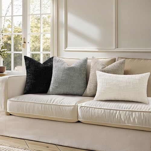 decorUhome Textured Chenille Throw Pillow Covers 24x24 Set of 2 Light Brown - Image 6